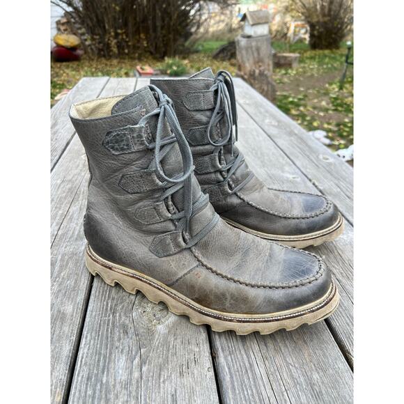 Sorel men's 11 mad lace up boots wild dove leather casual dress shoes gray blue - Picture 2 of 9